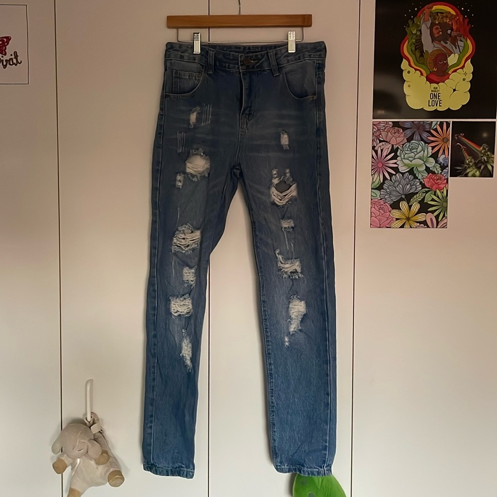 Blue ripped jeans